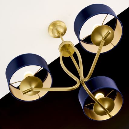 Jupiter 2113 - Luster na tyči KASZMIR 3xE27/15W/230V modrá/zlatá