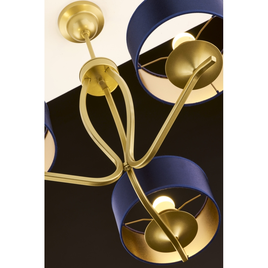 Jupiter 2113 - Luster na tyči KASZMIR 3xE27/15W/230V modrá/zlatá