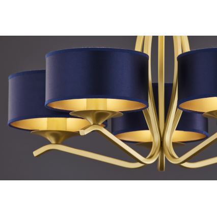 Jupiter 2114 - Luster na tyči KASZMIR 5xE27/15W/230V modrá/zlatá