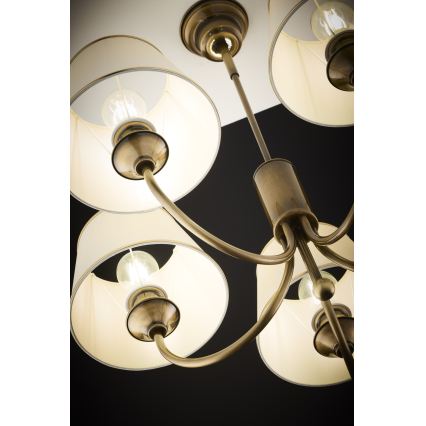 Jupiter 2133 - Luster na tyči CLASSIC 5xE27/15W/230V bronz/patina/krémová