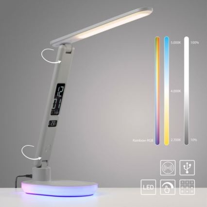 JUST LIGHT. 11018-16 - LED RGBW Stmievateľná dotyková stolná lampa s bezdrôtovým nabíjaním TINA LED/4W/230V biela