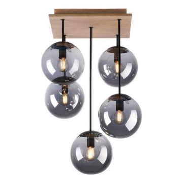 JUST LIGHT. 11395-79 - Luster na tyči WIDOW 5xE14/25W/230V dub