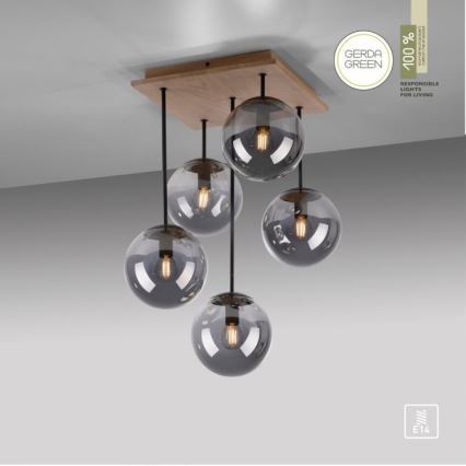 JUST LIGHT. 11395-79 - Luster na tyči WIDOW 5xE14/25W/230V dub