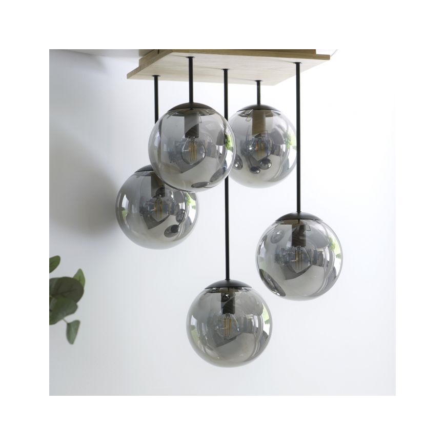 JUST LIGHT. 11395-79 - Luster na tyči WIDOW 5xE14/25W/230V dub