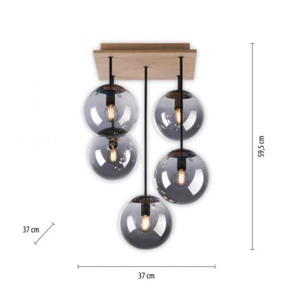 JUST LIGHT. 11395-79 - Luster na tyči WIDOW 5xE14/25W/230V dub