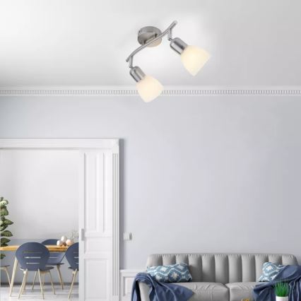 JUST LIGHT. 11952-55 - Bodové svietidlo KARO 2xE14/40W/230V matný chróm