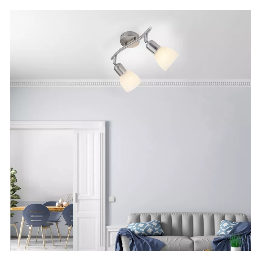 JUST LIGHT. 11952-55 - Bodové svietidlo KARO 2xE14/40W/230V matný chróm