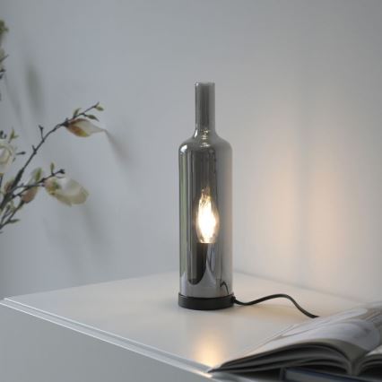 JUST LIGHT. 14006-25 - Stolová lampa BOTTLE 1xE14/25W/230V čierna/dymová