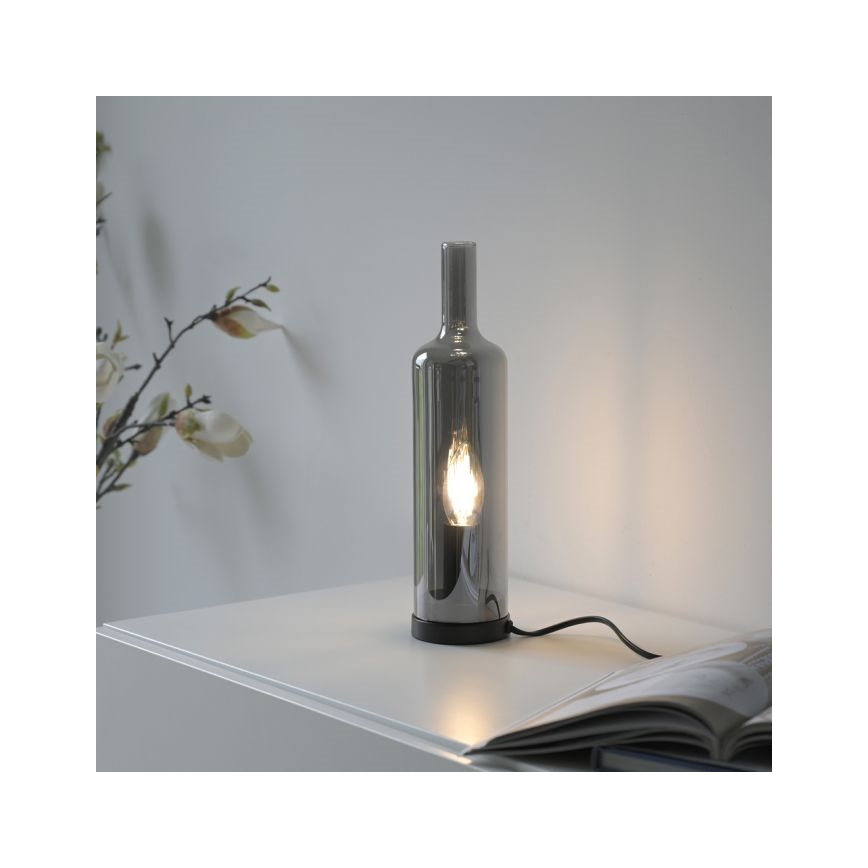 JUST LIGHT. 14006-25 - Stolová lampa BOTTLE 1xE14/25W/230V čierna/dymová