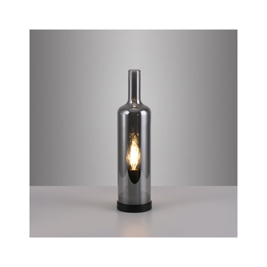 JUST LIGHT. 14006-25 - Stolová lampa BOTTLE 1xE14/25W/230V čierna/dymová