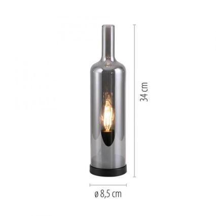 JUST LIGHT. 14006-25 - Stolová lampa BOTTLE 1xE14/25W/230V čierna/dymová
