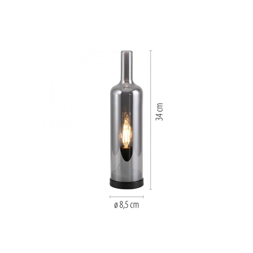 JUST LIGHT. 14006-25 - Stolová lampa BOTTLE 1xE14/25W/230V čierna/dymová