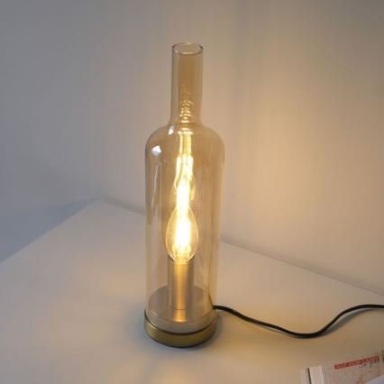 JUST LIGHT. 14006-27 - Stolová lampa BOTTLE 1xE14/25W/230V béžová/dymová