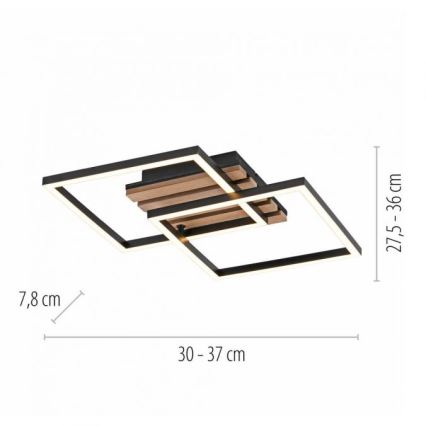 JUST LIGHT. 14053-79 - LED stropné svietidlo AKUSTIKA LED/15W/230V dub/čierna