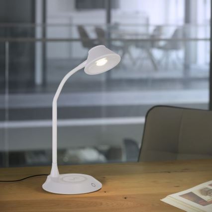 JUST LIGHT. 14414-16 - LED stmievateľná flexibilná dotyková stôl lampa s bezdrôtovým nabíjaním PUCKI LED/4,5W/230V biela