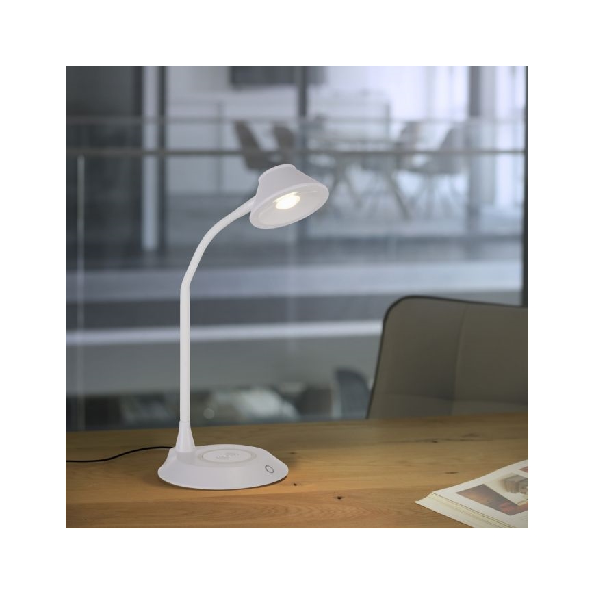 JUST LIGHT. 14414-16 - LED stmievateľná flexibilná dotyková stôl lampa s bezdrôtovým nabíjaním PUCKI LED/4,5W/230V biela
