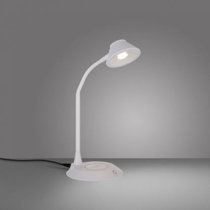 JUST LIGHT. 14414-16 - LED stmievateľná flexibilná dotyková stôl lampa s bezdrôtovým nabíjaním PUCKI LED/4,5W/230V biela