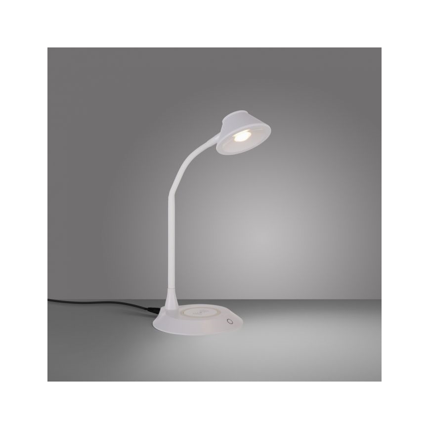 JUST LIGHT. 14414-16 - LED stmievateľná flexibilná dotyková stôl lampa s bezdrôtovým nabíjaním PUCKI LED/4,5W/230V biela
