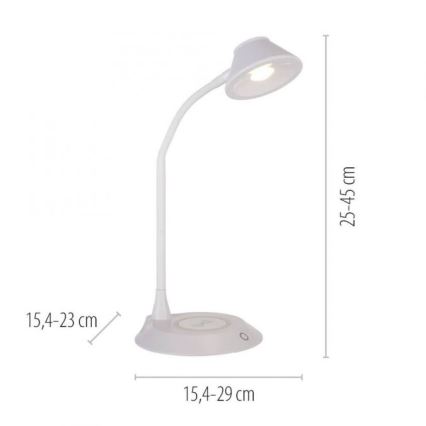 JUST LIGHT. 14414-16 - LED stmievateľná flexibilná dotyková stôl lampa s bezdrôtovým nabíjaním PUCKI LED/4,5W/230V biela