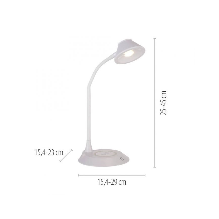 JUST LIGHT. 14414-16 - LED stmievateľná flexibilná dotyková stôl lampa s bezdrôtovým nabíjaním PUCKI LED/4,5W/230V biela