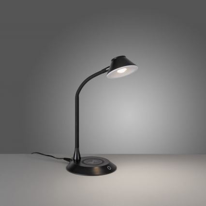 JUST LIGHT. 14414-18 - LED Stmievateľná flexibilná dotyková stolná lampa s bezdrôtovým nabíjaním PUCKI LED/4,5W/230V čierna