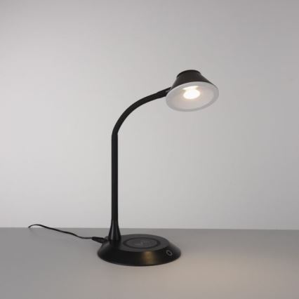 JUST LIGHT. 14414-18 - LED Stmievateľná flexibilná dotyková stolná lampa s bezdrôtovým nabíjaním PUCKI LED/4,5W/230V čierna