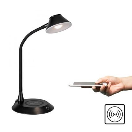 JUST LIGHT. 14414-18 - LED Stmievateľná flexibilná dotyková stolná lampa s bezdrôtovým nabíjaním PUCKI LED/4,5W/230V čierna