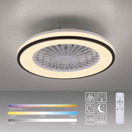 JUST LIGHT. 14447-18 - LED RGBW Stmievateľný stropný ventilátor so svetlom LENO LED/44W/230V 3000-6500K pr. 48,6 cm biela + diaľkové ovládanie