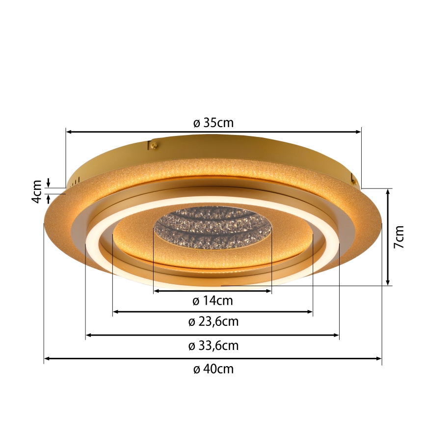 JUST LIGHT. 15089-60 - LED Stropné svietidlo CICHIO LED/36W/230V pr. 40 cm zlaté