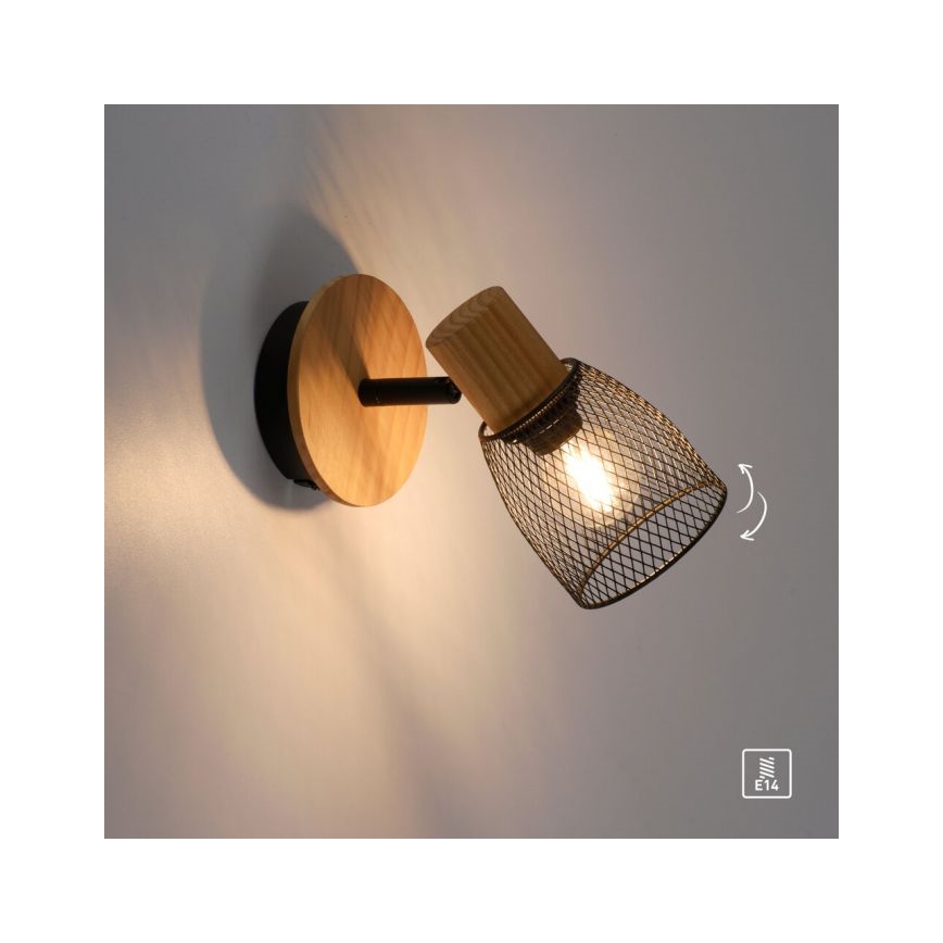 JUST LIGHT. 15191-79 - Nástenné bodové svietidlo TAMIS 1xE14/10W/230V borovica
