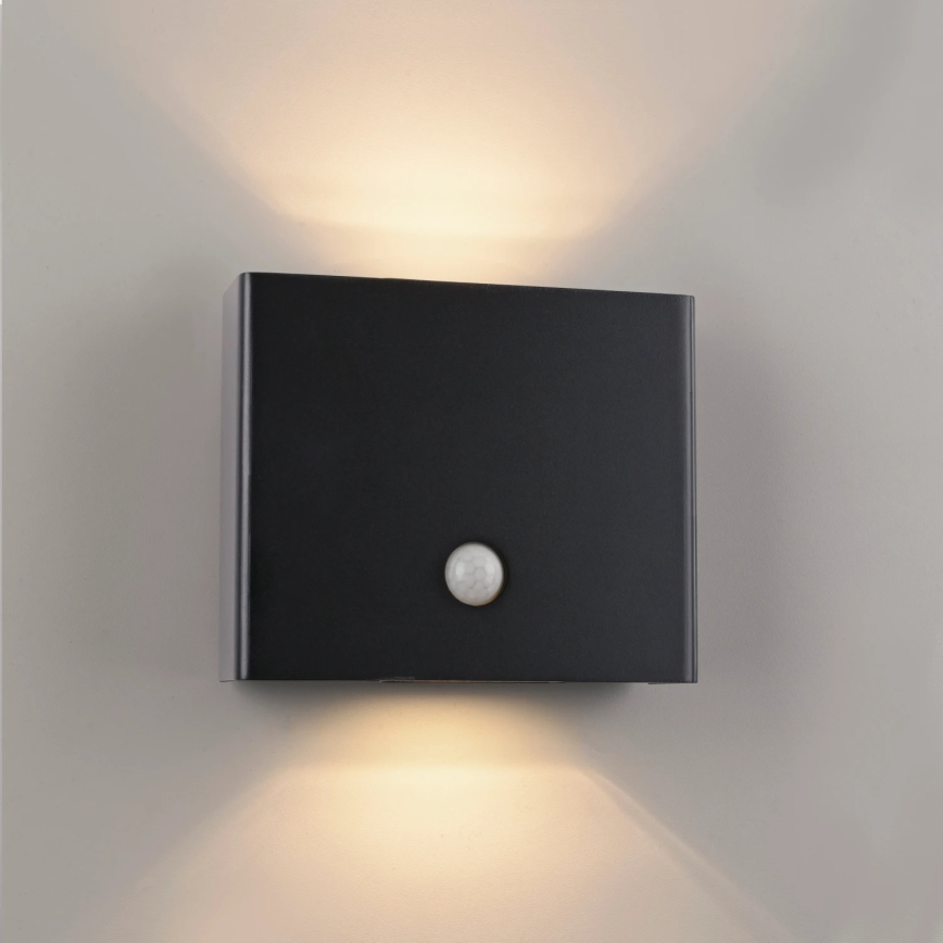 JUST LIGHT. 19471-18 - LED Vonkajšie nástenné svietidlo so senzorom AMIN 2xLED/1,25W/3,7V 4400mAh IP44 čierna