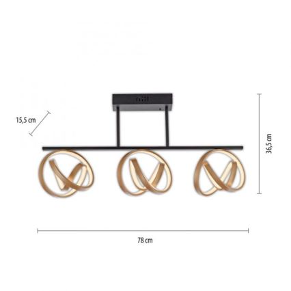 JUST LIGHT. 6245-18 - LED Stmievateľný prisadený luster LOOP 3xLED/11W/230V 2700-5000K + diaľkové ovládanie