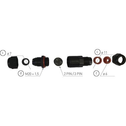 Káblová spojka CSJ 250V/16A IP68 3x1,5 mm²