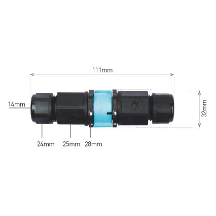 Káblová spojka CTL 250V/16A IP68 3x2,5 mm²