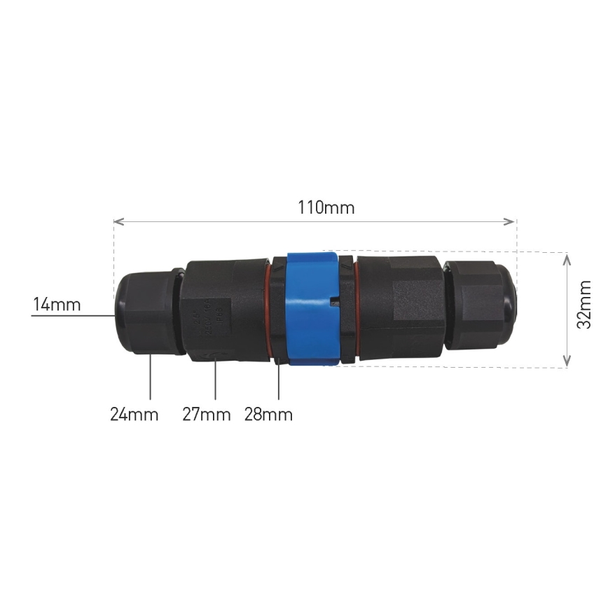 Káblová spojka CTL 250V/16A IP68 5x2,5 mm²