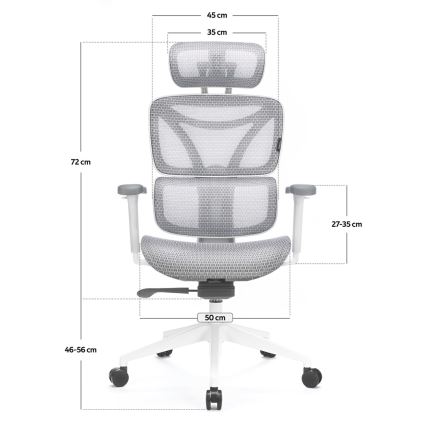 Kancelárska ergonomická stolička LEVANO šedá/biela/čierna