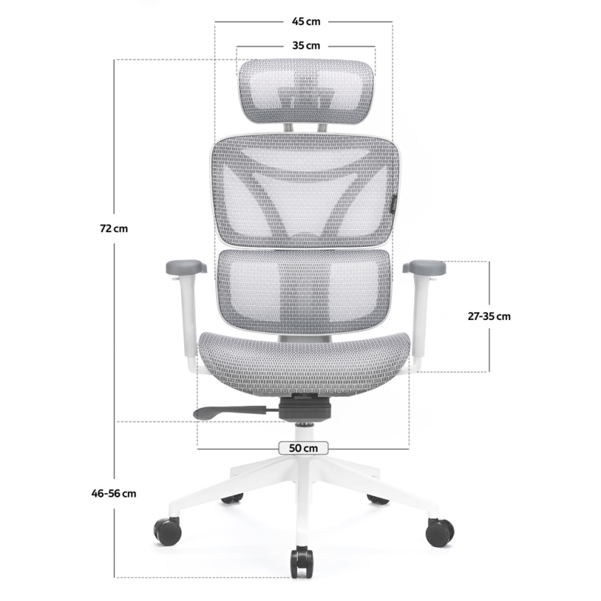 Kancelárska ergonomická stolička LEVANO šedá/biela/čierna