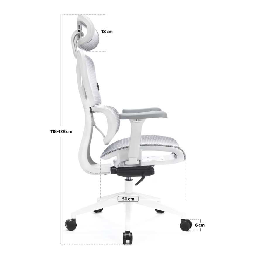 Kancelárska ergonomická stolička LEVANO šedá/biela/čierna