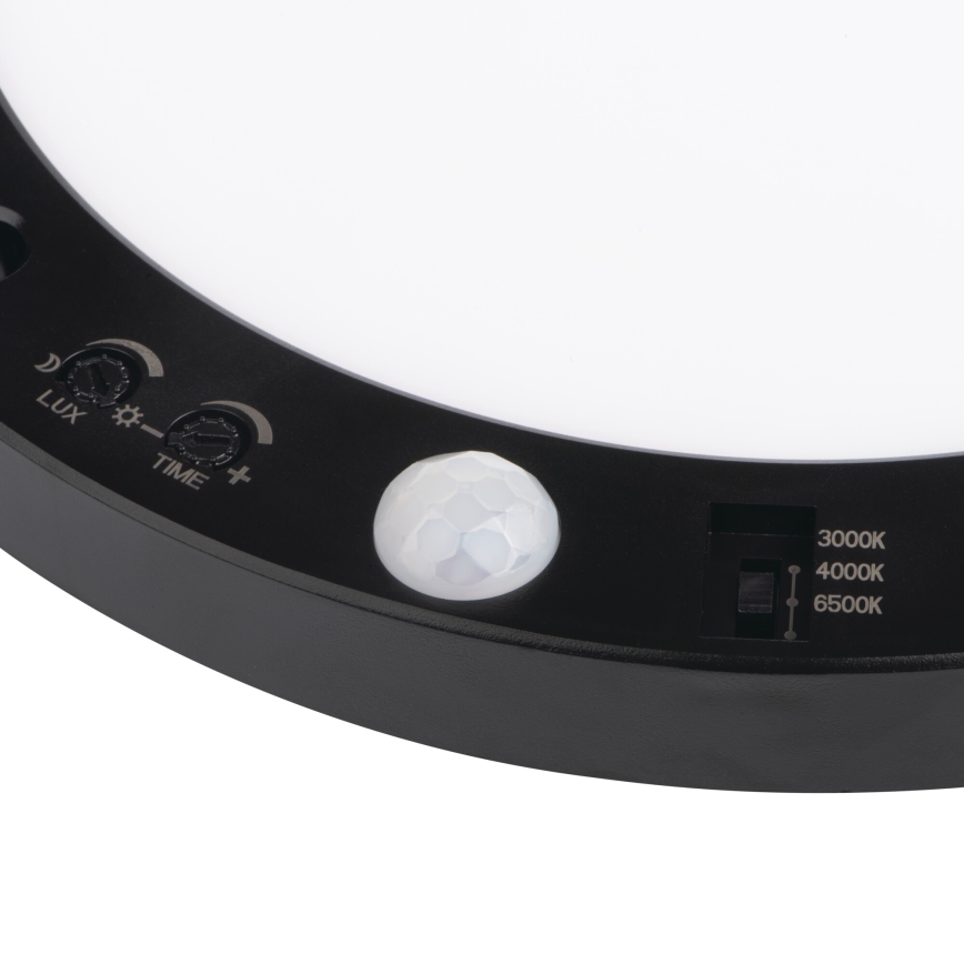 LED Stropné/podhľadové svietidlo so senzorom pohybu 2v1 ERGA LED/17W/230V 3000/4000/6500K čierna