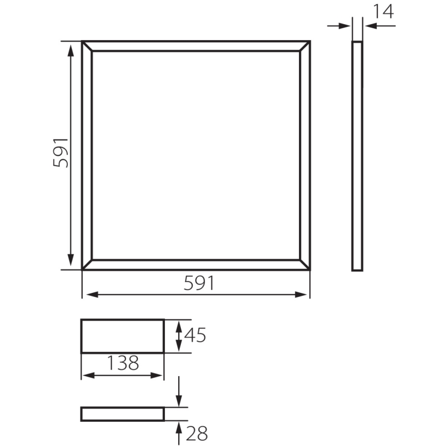 LED Podhľadový rám AVAR LED/40W/230V 4000K 59x59 cm