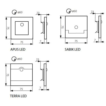 LED Schodiskové svietidlo APUS so senzorom LED/0,8W/12V 3000K