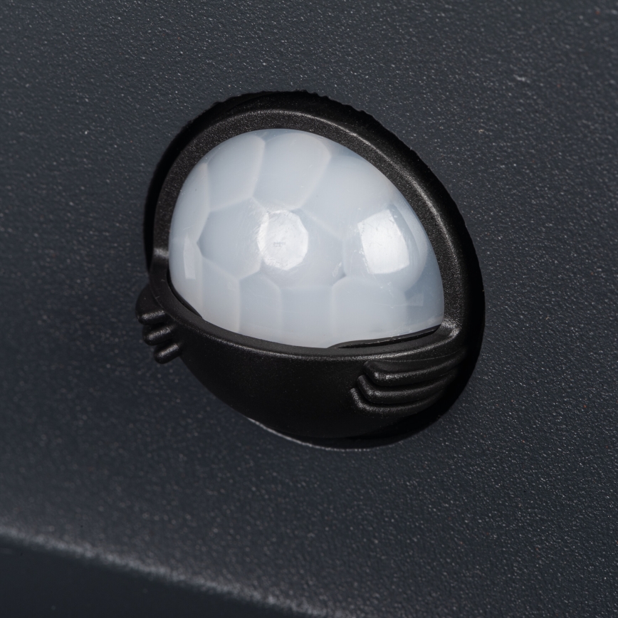 LED vonkajšie nástenné svietidlo so snímačom REKA LED/7W/230V IP54 antracitové hranaté