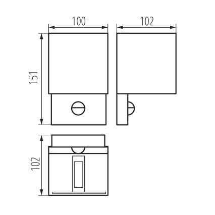 LED vonkajšie nástenné svietidlo so snímačom REKA LED/7W/230V IP54 antracitové hranaté