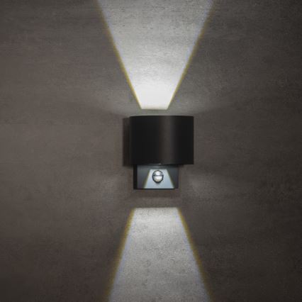 LED vonkajšie nástenné svietidlo REKA LED/7W/230V IP54 s pohybovým a súmrakovým senzorom, antracitové, okrúhle