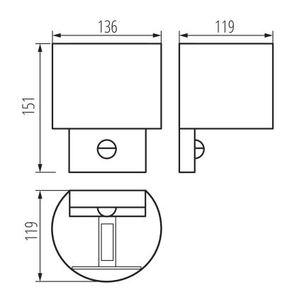 LED vonkajšie nástenné svietidlo REKA LED/7W/230V IP54 s pohybovým a súmrakovým senzorom, antracitové, okrúhle