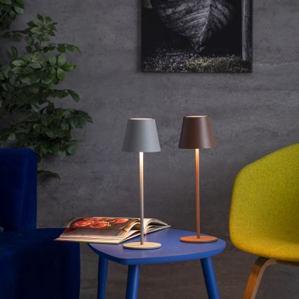 LED Stmievateľná nabíjacia stolná lampa INITA LED/1,2W/1800 mAh IP54 hnedá