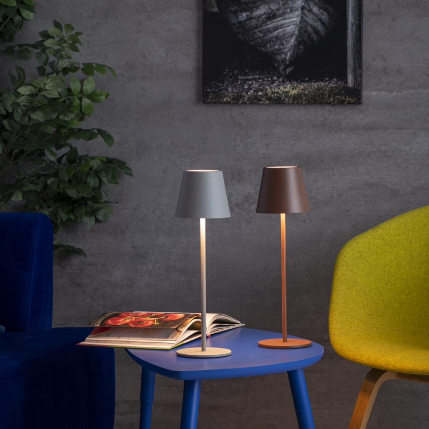 LED Stmievateľná nabíjacia stolná lampa INITA LED/1,2W/1800 mAh IP54 hnedá