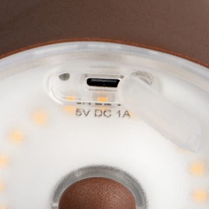 LED Stmievateľná nabíjacia stolná lampa INITA LED/1,2W/1800 mAh IP54 hnedá