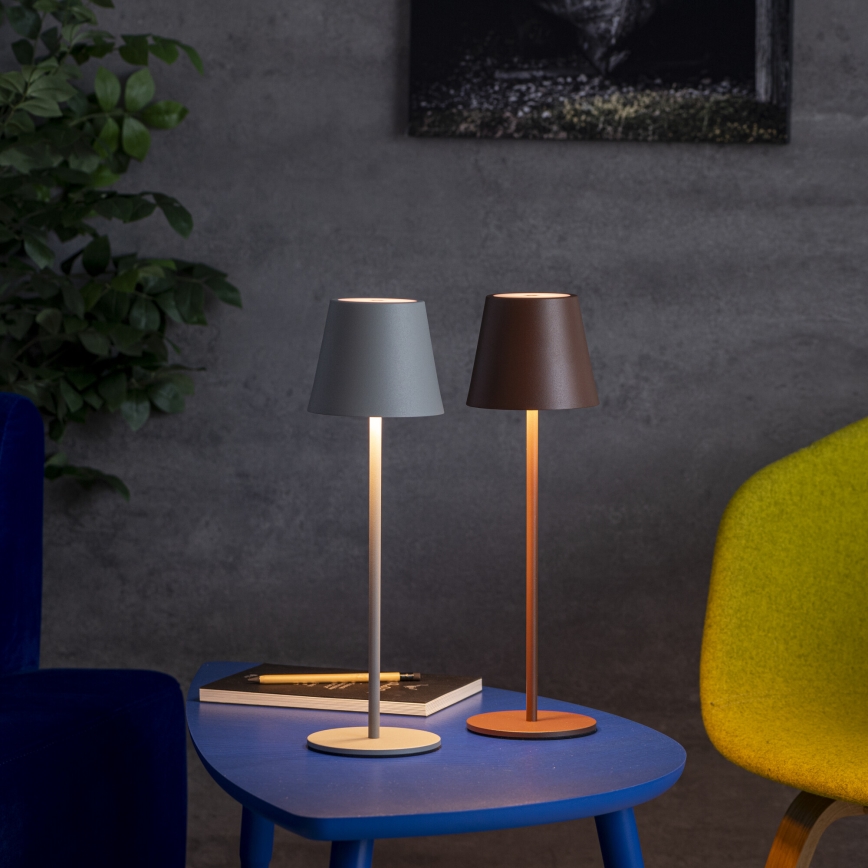LED Stmievateľná nabíjacia stolná lampa INITA LED/1,2W/1800 mAh IP54 šedá
