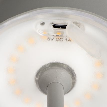 LED Stmievateľná nabíjacia stolná lampa INITA LED/1,2W/1800 mAh IP54 šedá